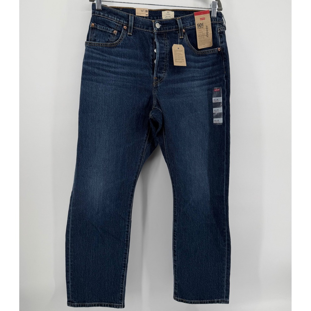 Levis Jeans Womens 32x30 Blue 501 Curve High Rise Straight Leg Stretch NWT